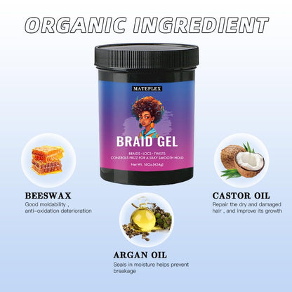 MATEPLEX 16 oz Braid Gel – Extreme Hold for Twist & Locs, Non-Greasy Edge Control