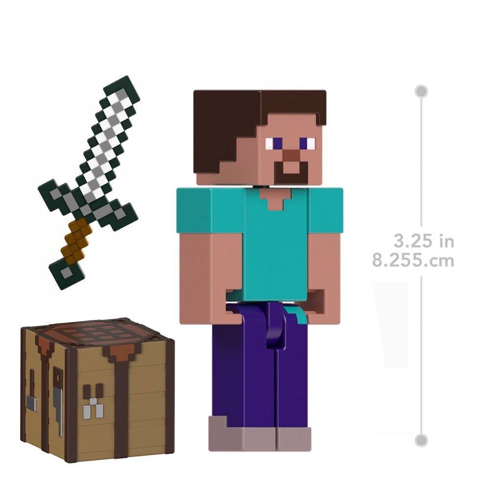 Mattel Minecraft Steve Action Figure & Accessories – 3.25-Inch Collectible Toy Set