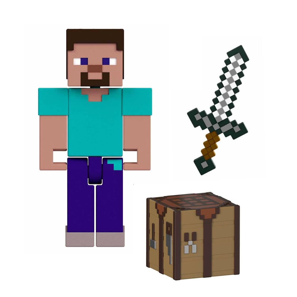 Mattel Minecraft Steve Action Figure & Accessories – 3.25-Inch Collectible Toy Set
