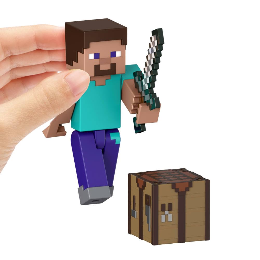 Mattel Minecraft Steve Action Figure & Accessories – 3.25-Inch Collectible Toy Set