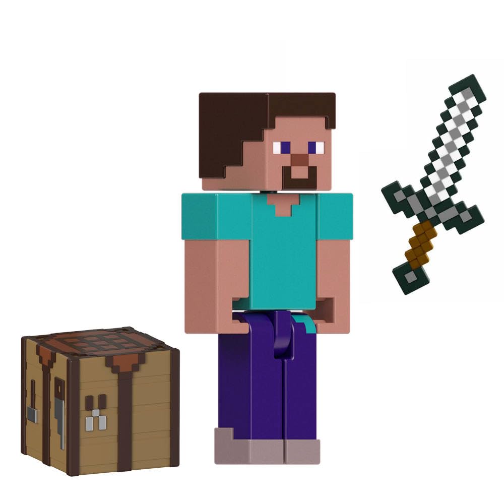 Mattel Minecraft Steve Action Figure & Accessories – 3.25-Inch Collectible Toy Set