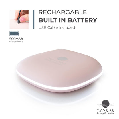 Mavoro LED Lighted Travel Mirror 1x/10x | USB-C Rechargeable | Heavenly Pink