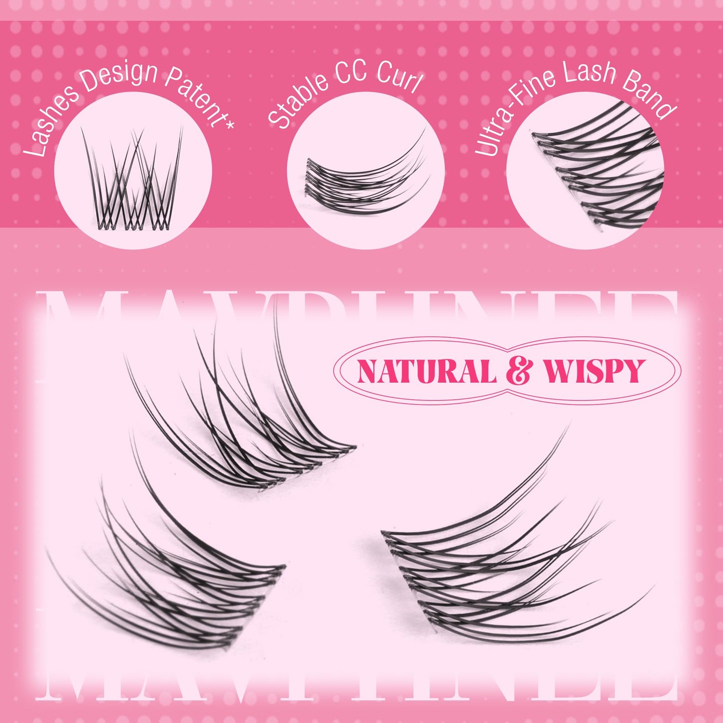 Mavphnee Natural Lash Clusters Kit — Wispy CC-Curl Lashes, Clear Band, DIY Lash Extensions, Bond & Seal, Remover