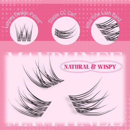 Mavphnee Natural Lash Clusters Kit — Wispy CC-Curl Lashes, Clear Band, DIY Lash Extensions, Bond & Seal, Remover