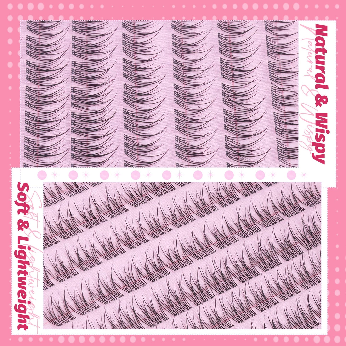 Mavphnee Natural Lash Clusters Kit — Wispy CC-Curl Lashes, Clear Band, DIY Lash Extensions, Bond & Seal, Remover