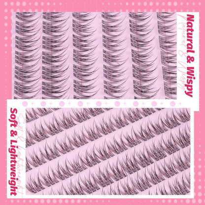 Mavphnee Natural Lash Clusters Kit — Wispy CC-Curl Lashes, Clear Band, DIY Lash Extensions, Bond & Seal, Remover