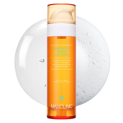 MAXCLINIC Calendula Biome Oil to Foam - All-in-One Korean Oil-Based Foaming Cleanser for Hydration & Soothing Makeup Removal (3.88 fl oz)