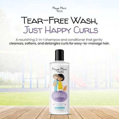 MAYA MARI 2-in-1 Kids Shampoo and Conditioner – Tear-Free, Coconut & Lime, Made in USA (12 oz)