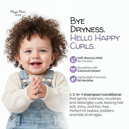 MAYA MARI 2-in-1 Kids Shampoo and Conditioner – Tear-Free, Coconut & Lime, Made in USA (12 oz)