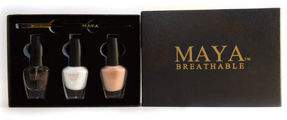 MAYA HALAL Breathable & Toxin-Free Vegan Nail Polish – French Manicure Set with Brush