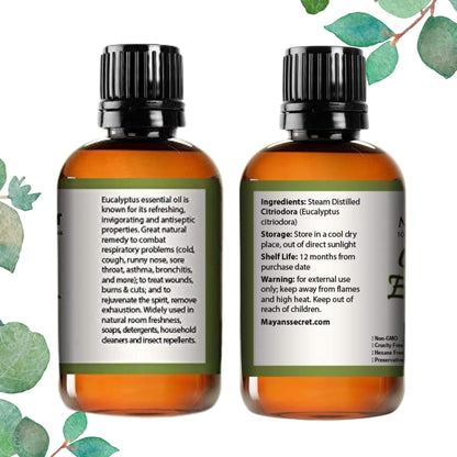 Mayan's Secret Citriodora Eucalyptus Oil – Pure Carrier & Essential Oil, 4oz