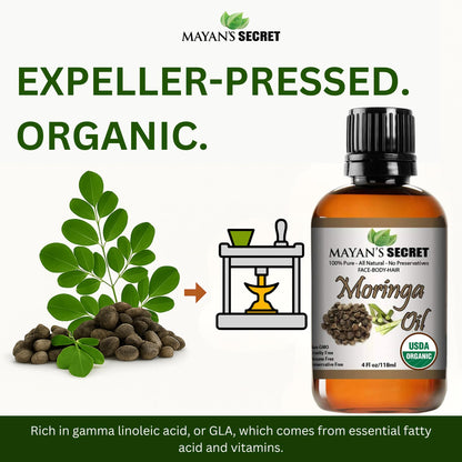 Mayan's Secret Organic Moringa Energy Oil — 100% Pure Moringa Seed Oil for Skin & Hair