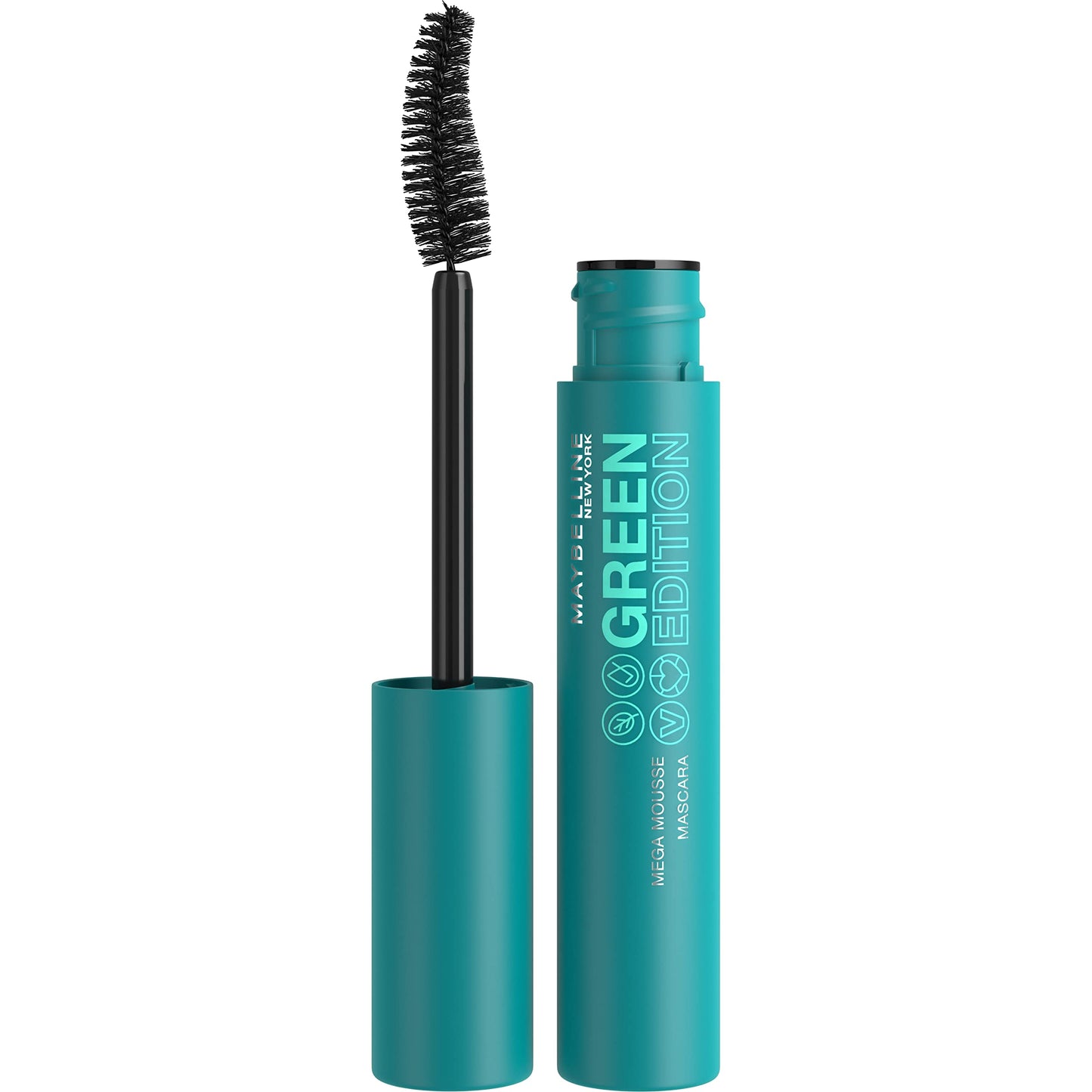 Maybelline Green Edition Mega Mousse Mascara – Lightweight Buildable Volume, Shea Butter