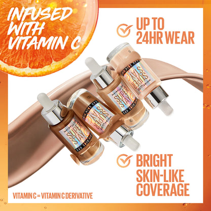 Maybelline Super Stay Skin Tint – 24HR Wear, Vitamin C, Radiant Light-to-Medium Coverage (Shade 118)