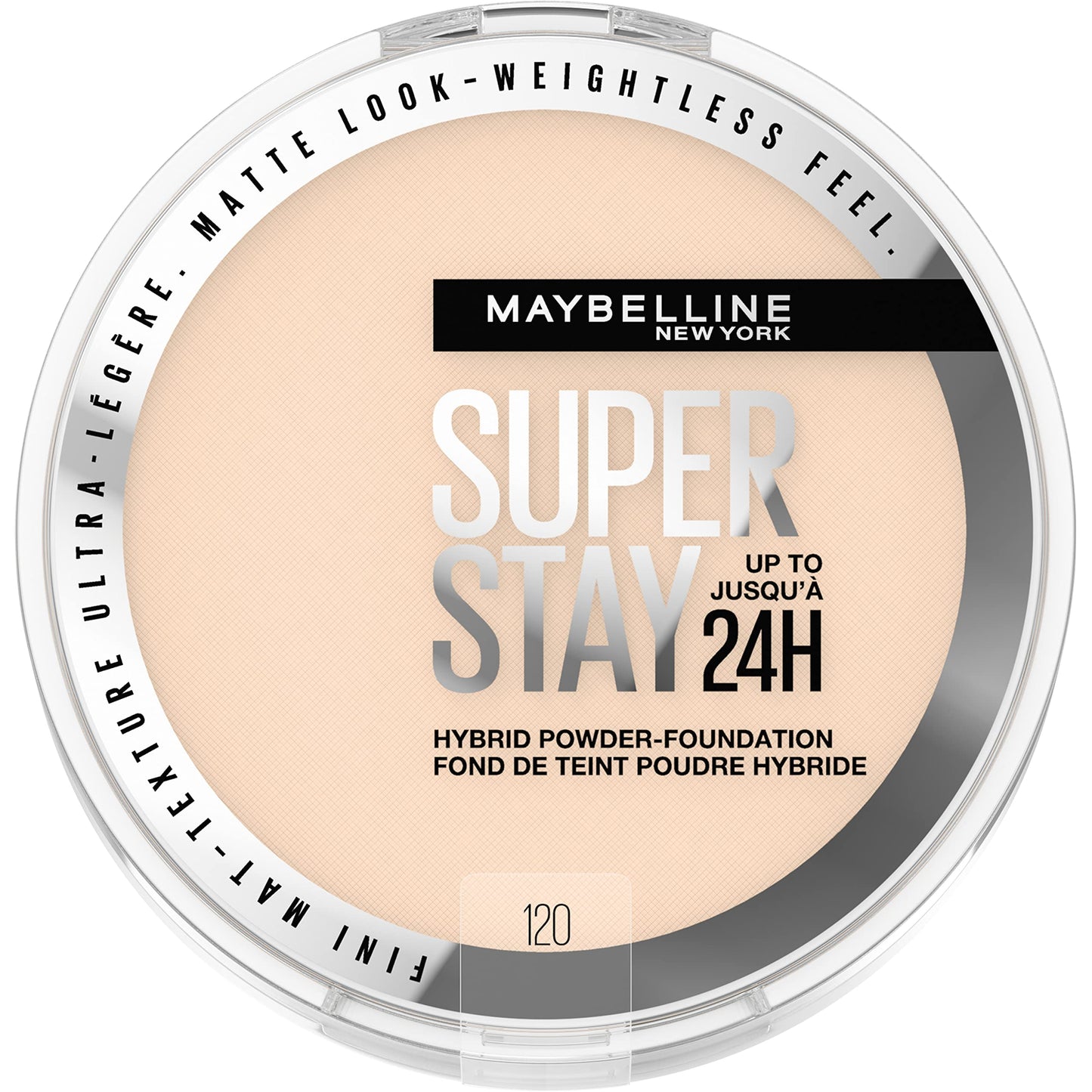 Maybelline Super Stay Hybrid Powder Foundation – 24HR Matte Coverage, Shade 120 (1 Count)