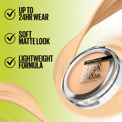 Maybelline Super Stay Hybrid Powder Foundation – 24HR Matte Coverage, Shade 120 (1 Count)