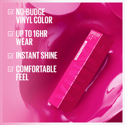 MAYBELLINE Super Stay Vinyl Ink Longwear Lip Color — 16HR No-Budge Shine in 20 Vinyl Shades