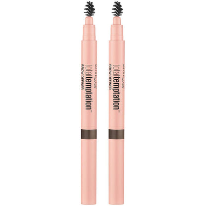 MAYBELLINE Total Temptation Eyebrow Definer Pencil – Deep Brown, 2 Count