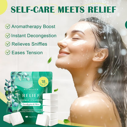 Maybeluck Eucalyptus Mint Shower Steamers 18 Pack | Natural Aromatherapy for Home Spa