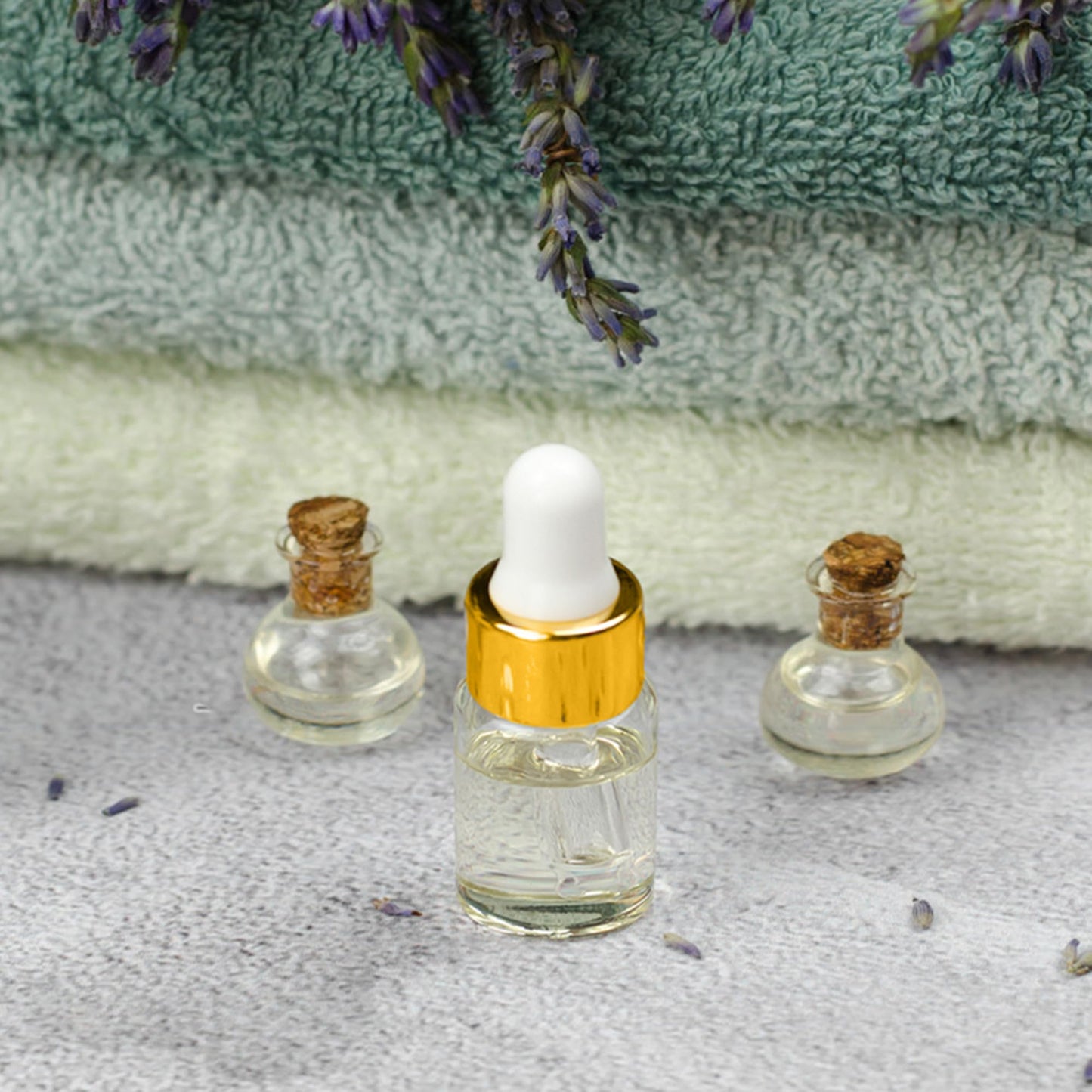 Maydeyy 1ml Mini Glass Dropper Bottles with Gold Cap – Clear Sample Vials for Essential Oil, Perfume & Cosmetics (10/100 Pack)