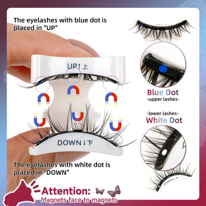 Mayhug Magnetic Eyelashes – 3 Pairs Kit with Applicator, Glue-Free & Reusable