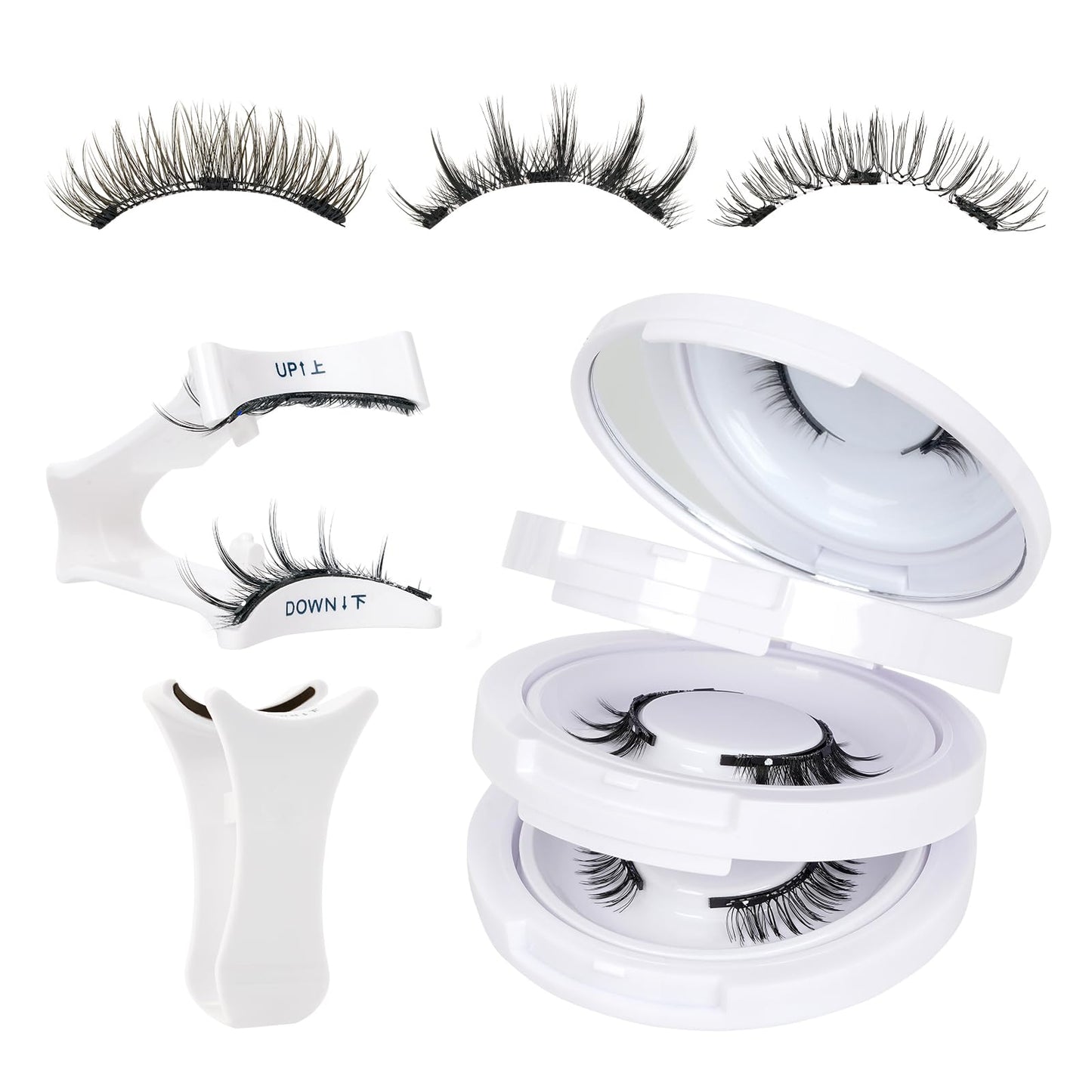 Mayhug Magnetic Eyelashes 3 Pairs Kit – Glue-Free, Reusable, Easy Applicator