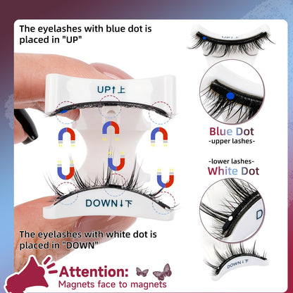Mayhug Magnetic Eyelashes 3 Pairs Kit – Glue-Free, Reusable, Easy Applicator