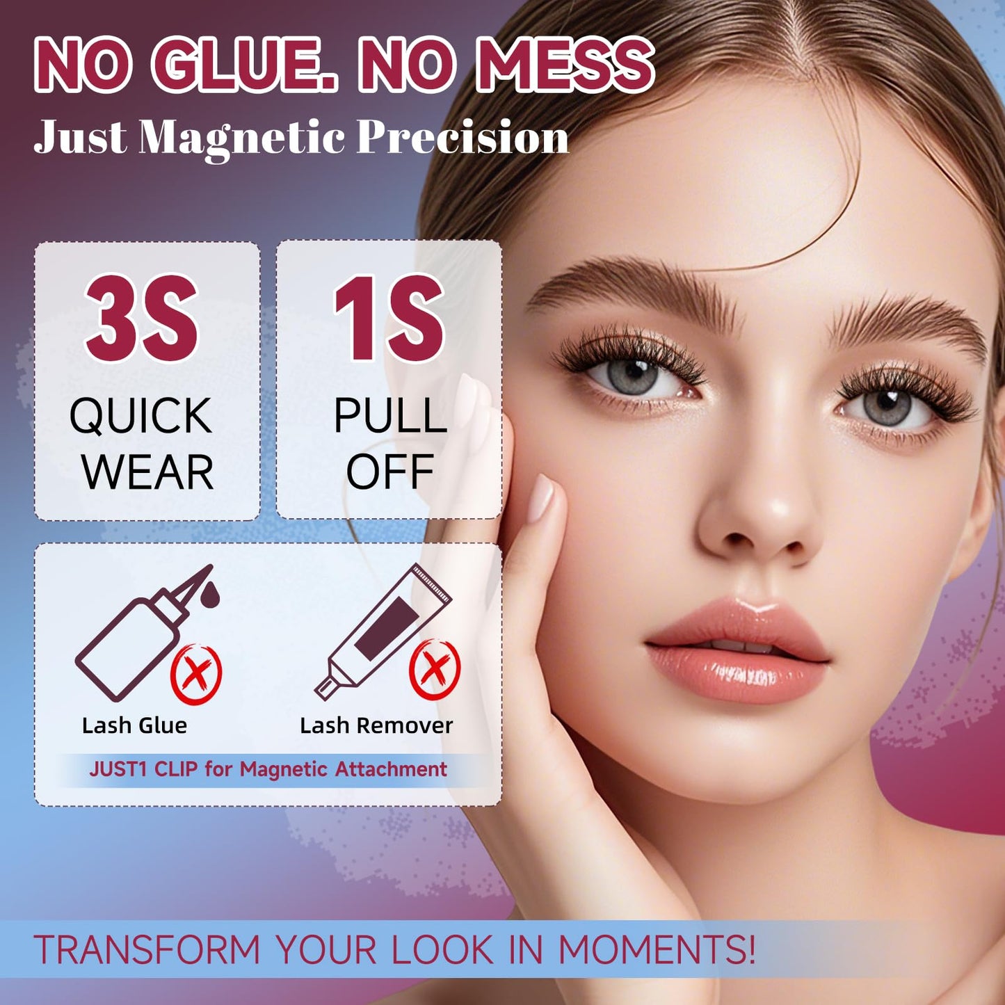 Mayhug Magnetic Eyelashes 3-Pairs Kit – Reusable, No Glue, Applicator Included