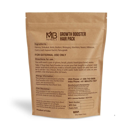 MB Herbals Growth Booster Hair Pack – 11-Herb Herbal Hair Care, Non-Coloring