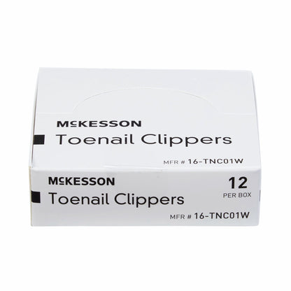 McKesson Toenail Clippers with File – Steel Nail Clippers with Thumb Squeeze Lever (12 Count)