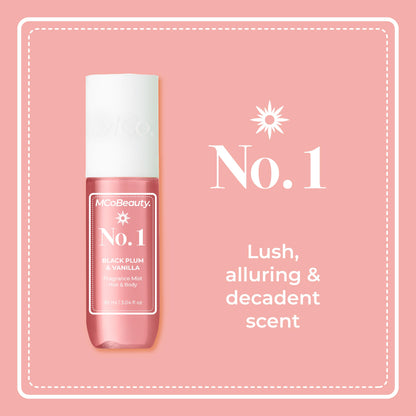 MCoBeauty Fragrance Mist No.1 | Light Hair & Body Spray with Plum, Vanilla & Musk - 90ml
