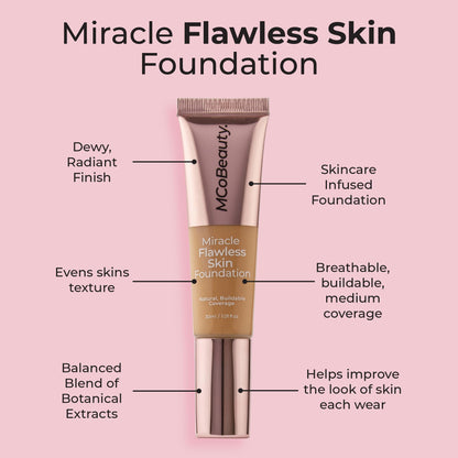 MCoBeauty Miracle Flawless Skin Foundation – Natural Ivory | Buildable Dewy Finish with Hyaluronic Acid