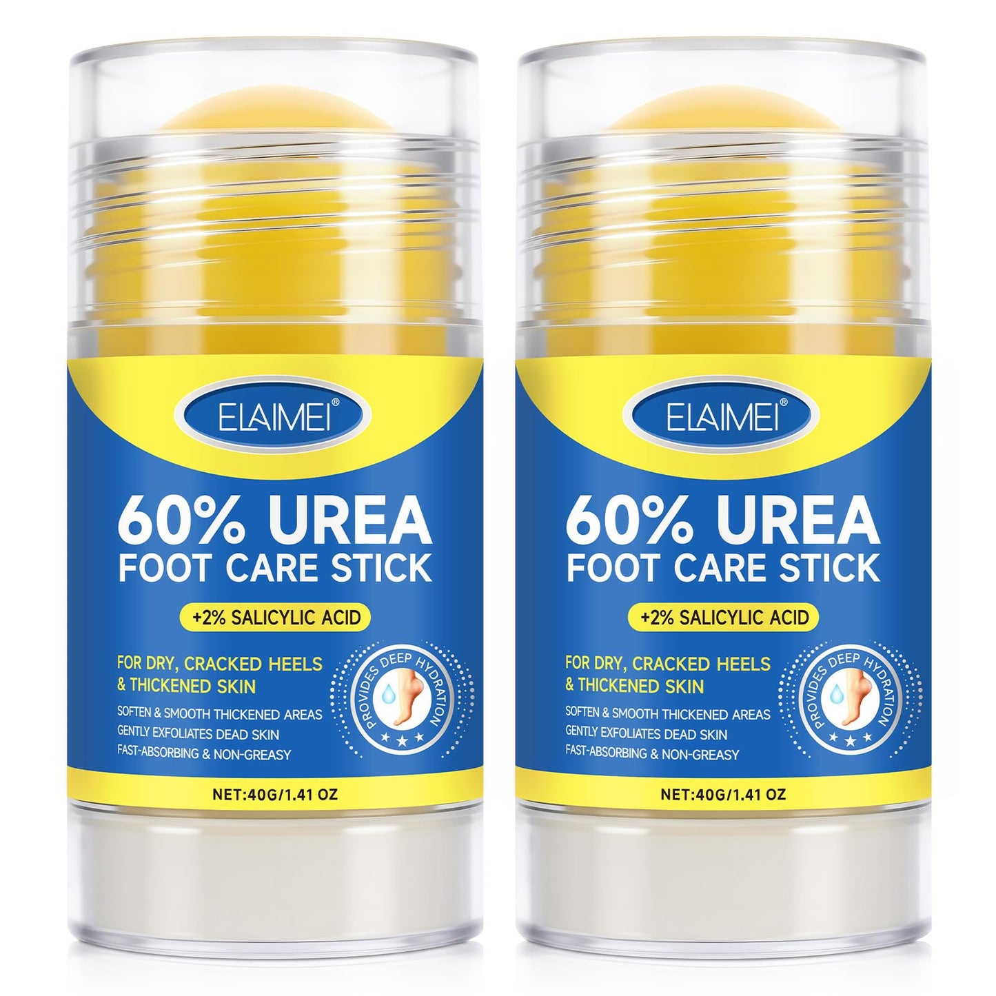 Mcukv Urea Cream Stick 60% + 2% Salicylic Acid – 2 Pack for Dry Heels, Callus Removal & Hydration