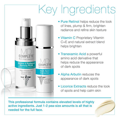 MD Complete Dark Spot Duo by Dr. Zelickson — Dark Spot Corrector + Wrinkle & Radiance Remedy (2 x 1 oz)