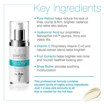 MD Complete Wrinkle Radiance Trio by Dr. Zelickson – Retinol, Vitamin C, Peptides & Hyaluronic Acid Skincare