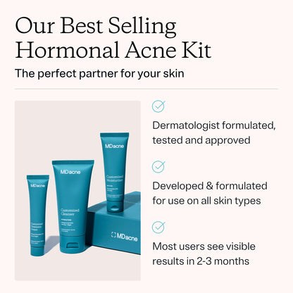 MDacne 3 Step Retinol Acne Kit — 0.25% Retinol, Salicylic Cleanser & Niacinamide Moisturizer