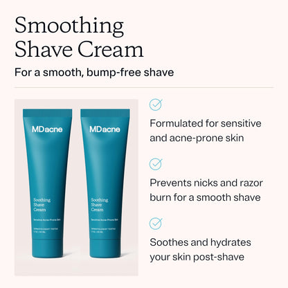 MDacne Shaving Cream for Acne-Prone Skin – 2-Pack, Soothing & Oil-Free