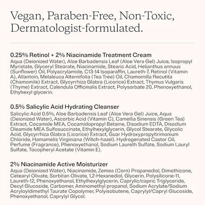 MDacne 3 Step Retinol Acne Kit — 0.25% Retinol, Salicylic Cleanser & Niacinamide Moisturizer