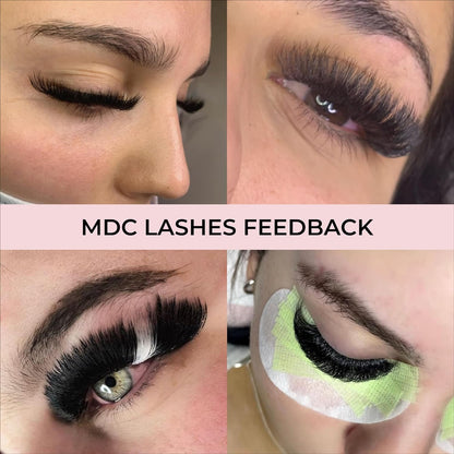 MDC LASHES 500 Premade Fans | 5D-16D, 0.03-0.07 Thick, C/CC/D Curls, 8-18mm | Volume Lash Extensions Premade Lashes