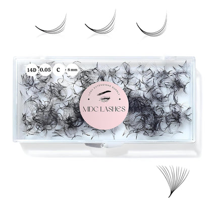 MDC LASHES 500 Premade Lash Fans – Volume Lashes Pro, 5D–20D, 0.03–0.07 Thick, C/CC/D Curls, 8–18mm