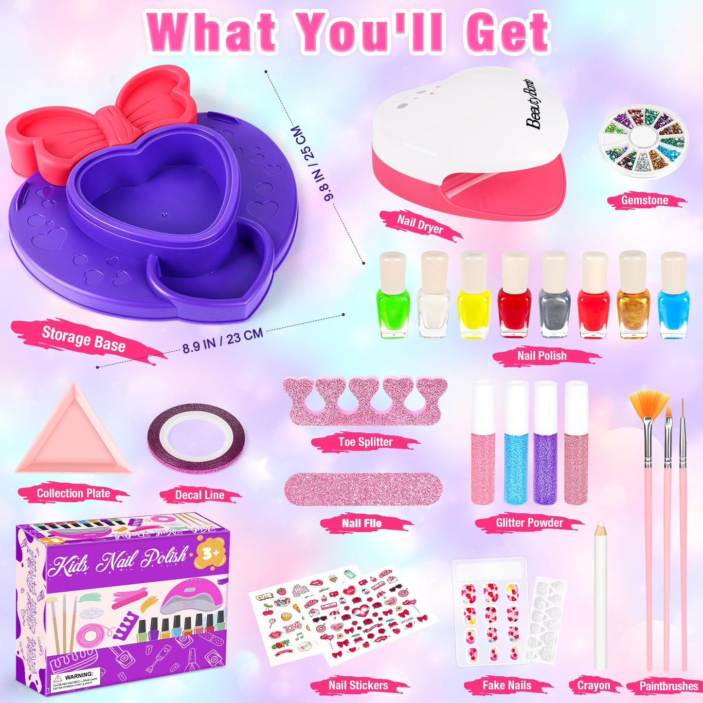Meaicezli Kids Nail Polish Set – Safe Water-Based Nail Art Kit for Girls 7-12