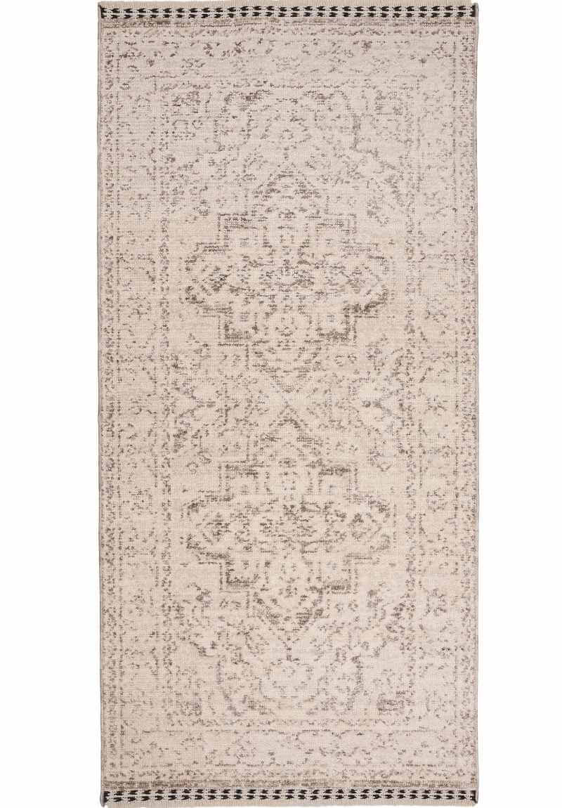 Traditional Medallion Vintage Rug with Cotton Fringe