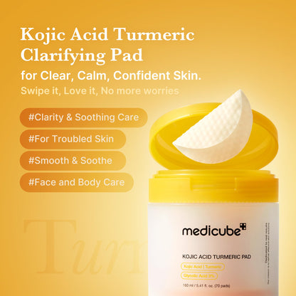 Medicube Toner Pads Kojic Acid Turmeric – Clarifying Toner Pads (70 Pads)
