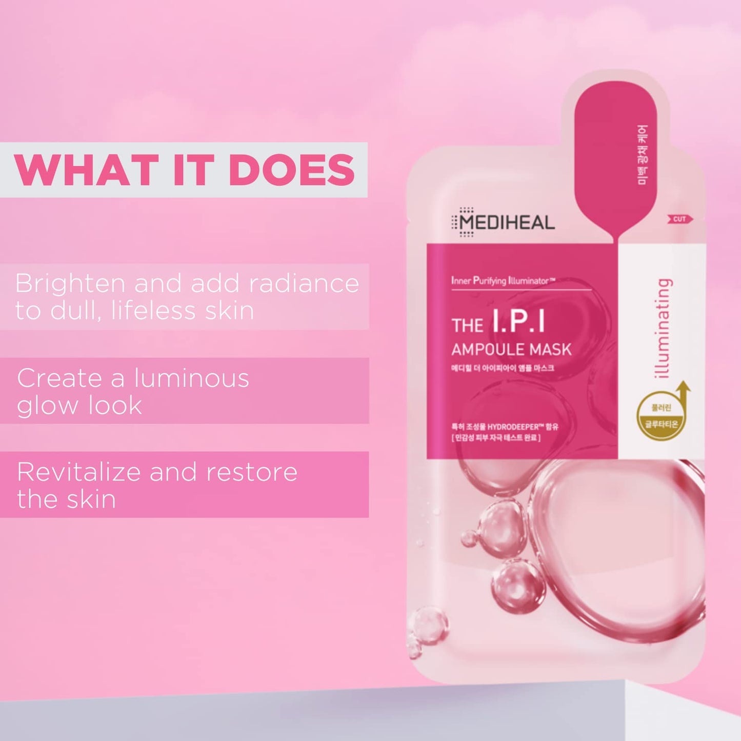 Mediheal IPI Ampoule Face Mask – Hydrogel Brightening Sheet Mask for Radiant Skin (10 Sheets)