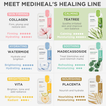 Mediheal Tea Tree Face Mask – 10 Sheets for All Skin Types | Soothing Korean Sheet Mask