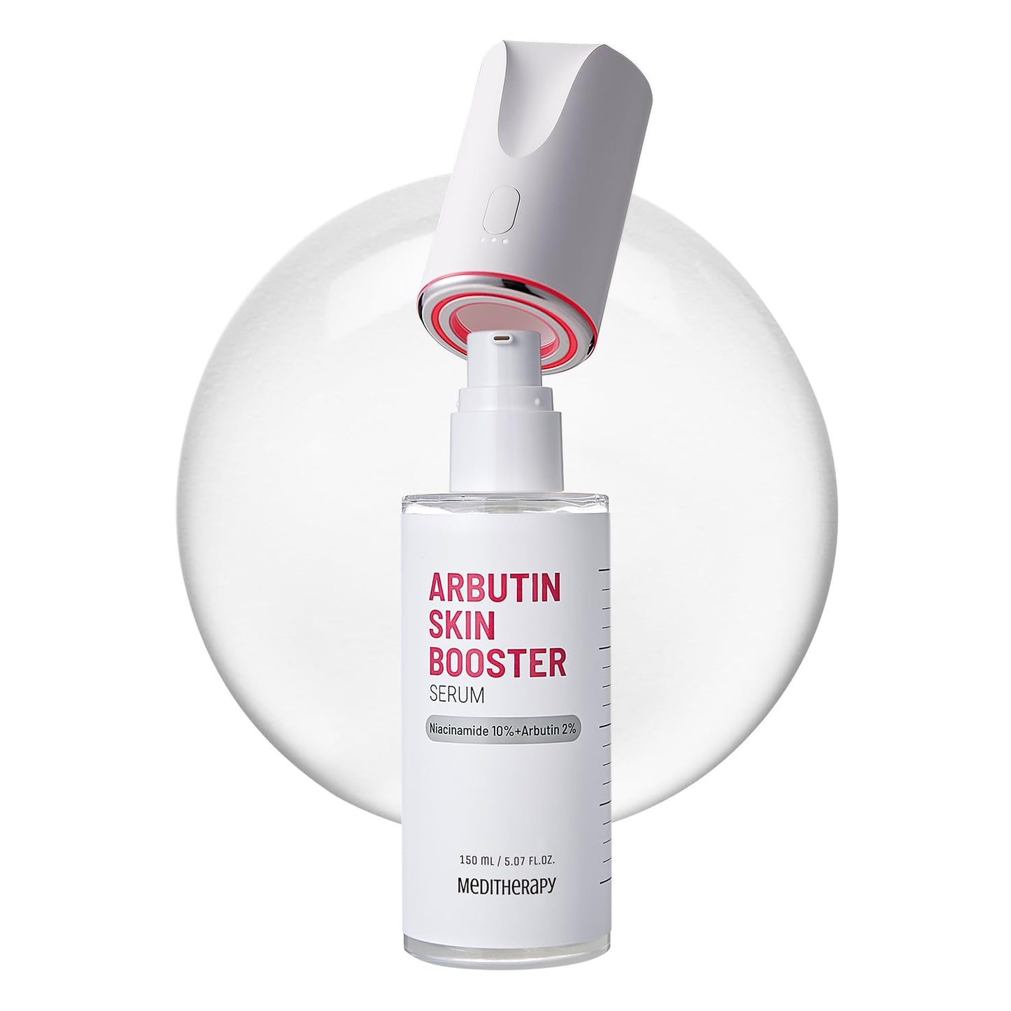 MEDITHERAPY Arbutin Skin Booster Serum + Device 5.07 fl oz | 10% Niacinamide + 2% Arbutin for Radiant Skin