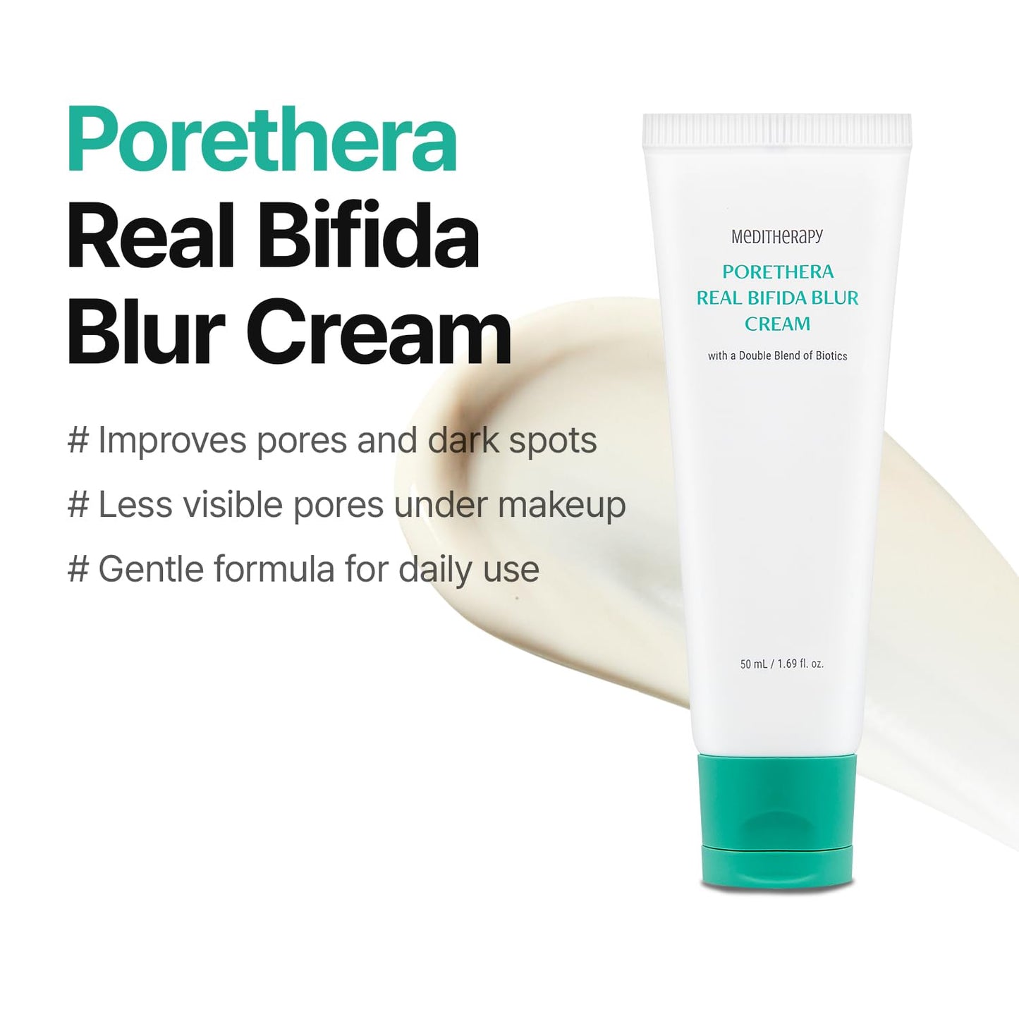 MEDITHERAPY Porethera Real Bifida Blur Cream | Korean Face Moisturizer & Pore Minimizer 1.69 fl oz