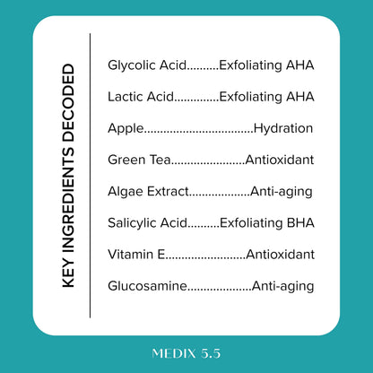 Medix 5.5 10% Glycolic Acid + Lactic Acid Leave-On Exfoliating Gel – Body & Face Serum, 1.7 Fl Oz
