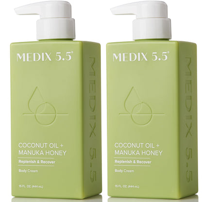 Medix 5.5 Coconut Oil Lotion with Manuka Honey Cream – Hydrating Face & Body Moisturizer, 2-Pack