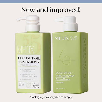 Medix 5.5 Coconut Oil + Manuka Honey Body Cream | Hydrating Moisturizer 15 fl oz